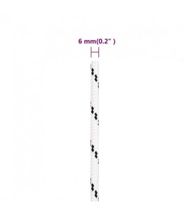 vidaXL Braided Boat Rope White 6 mmx25 m Polyester
