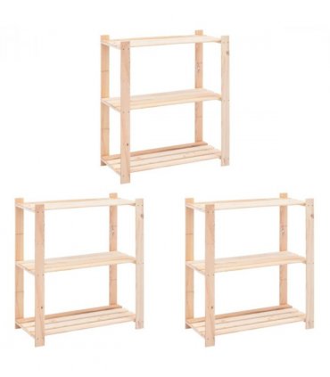 vidaXL 3-Tier Storage Racks 3 pcs 80x38x90 cm Solid Pinewood 150 kg