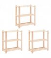 vidaXL 3-Tier Storage Racks 3 pcs 80x38x90 cm Solid Pinewood 150 kg