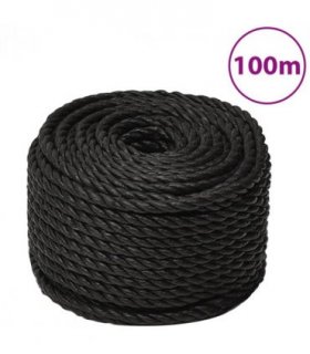 vidaXL Work Rope Black 12 mm 100 m Polypropylene