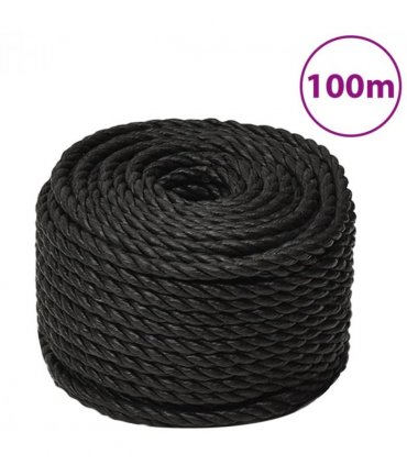 vidaXL Work Rope Black 12 mm 100 m Polypropylene