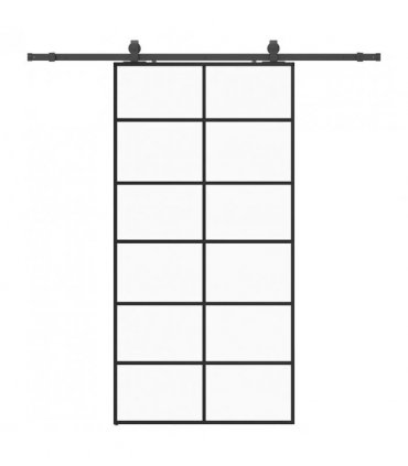 vidaXL Sliding Door with Hardware Set Black 102x205 cm ESG Glass