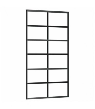 vidaXL Sliding Door with Hardware Set Black 102x205 cm ESG Glass