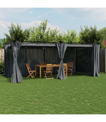 vidaXL Gazebo with Curtains Anthracite 6x3 m Steel