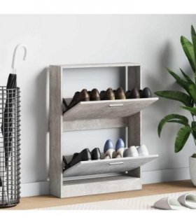 vidaXL Shoe Cabinet Concrete Grey 59x17x81 cm Engineered Wood