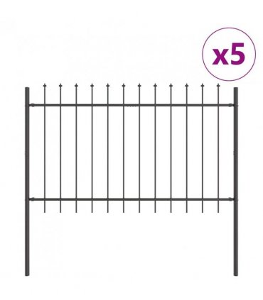 vidaXL Garden Fence 5 pcs Grey 8.5 x 0.8 m Powder-coated Steel
