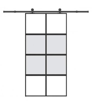 vidaXL Sliding Door with Hardware Set 102.5x205 cm Tempered Glass and Aluminium