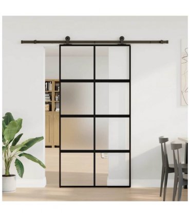 vidaXL Sliding Door with Hardware Set 102.5x205 cm Tempered Glass and Aluminium