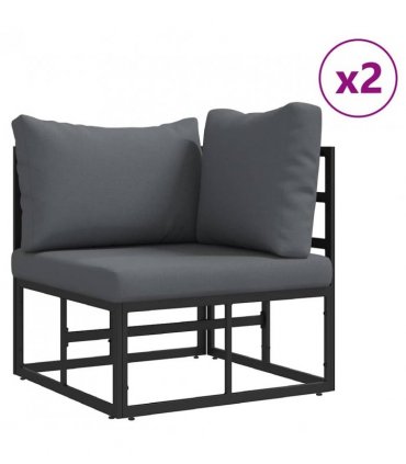 vidaXL Garden Sofa Set 3 pcs Black Metal