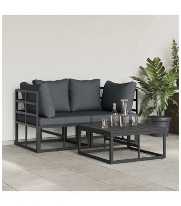 vidaXL Garden Sofa Set 3 pcs Black Metal