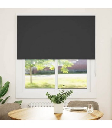vidaXL Roller Blind Blackout Black 125x130 cm Fabric Width 121.6 cm Polyester