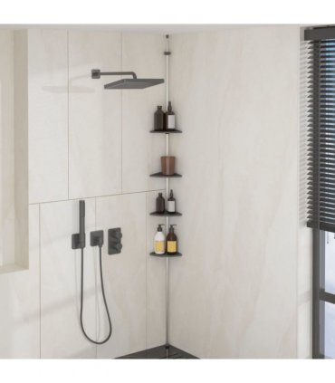 vidaXL 4-Tier Telescopic Shower Corner Shelf Silver Aluminium