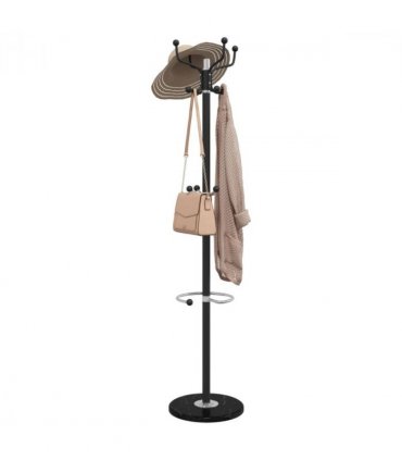 vidaXL Coat Stand with Umbrella Holder Black 180 cm Powder-coated Iron