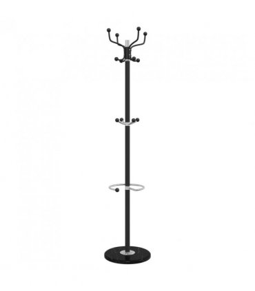 vidaXL Coat Stand with Umbrella Holder Black 180 cm Powder-coated Iron