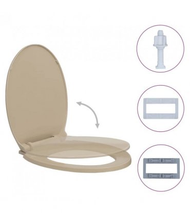 vidaXL Soft-Close Toilet Seat Beige Oval