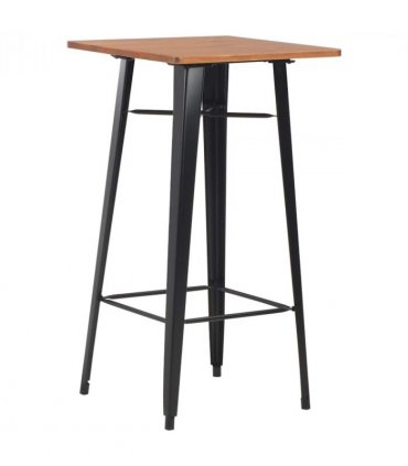 vidaXL Bar Table Black 60x60x108 cm Solid Pine Wood Steel