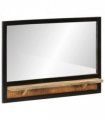 vidaXL Mirror with Shelf 80x8x55 cm Glass and Solid Wood Mango