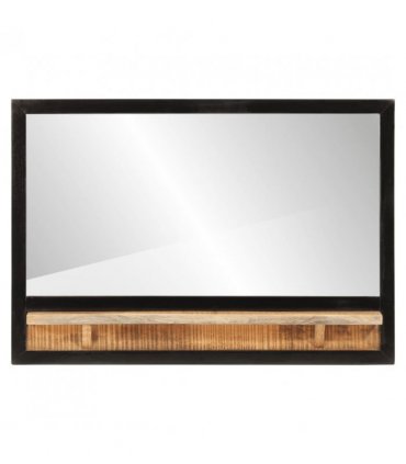 vidaXL Mirror with Shelf 80x8x55 cm Glass and Solid Wood Mango