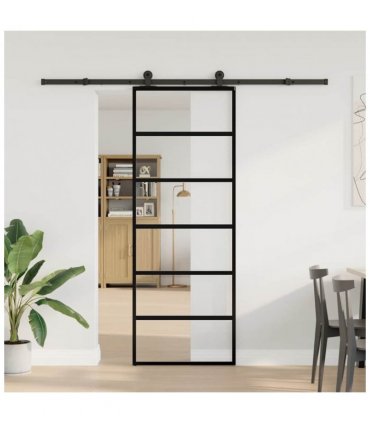vidaXL Sliding Door with Hardware Set 76x205 cm ESG Glass&Aluminium