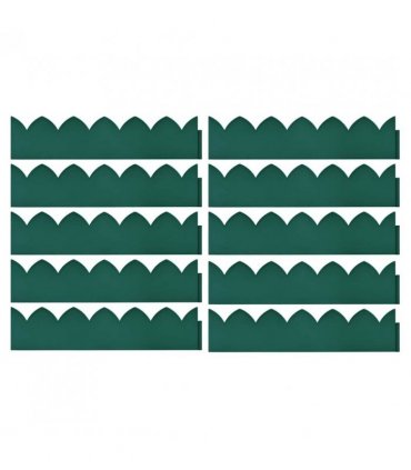 vidaXL Lawn Edgings 10 pcs Green 65x15 cm PP