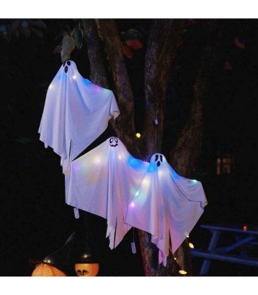 vidaXL Halloween Hanging Ghost 3 pcs White 52 x 62 cm Polyester