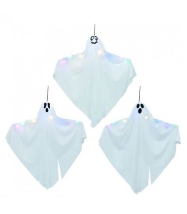 vidaXL Halloween Hanging Ghost 3 pcs White 52 x 62 cm Polyester