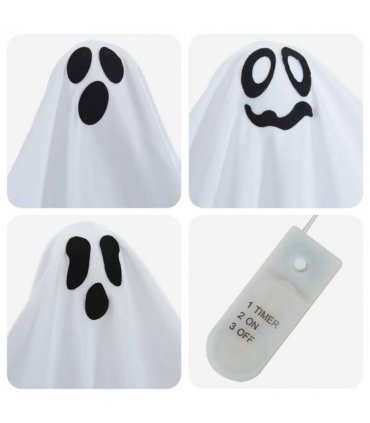 vidaXL Halloween Hanging Ghost 3 pcs White 52 x 62 cm Polyester