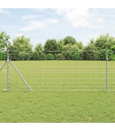 vidaXL Ground Fix Welded Wire Fence 25 x 1 m Galvanised Steel Silver