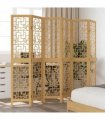 vidaXL Room Divider 6 Panels Brown Solid Wood Paulownia