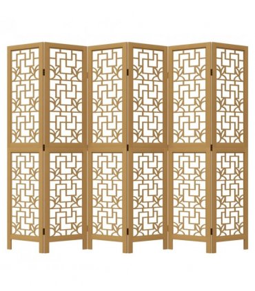 vidaXL Room Divider 6 Panels Brown Solid Wood Paulownia