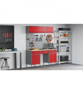 vidaXL Work Cabinet with Drawer 8 pcs Red Engineered Wood and Steel