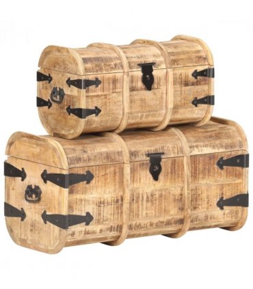 vidaXL Storage Chest | Natural wood | Solid Mango Wood | Medium | Storage Chest
