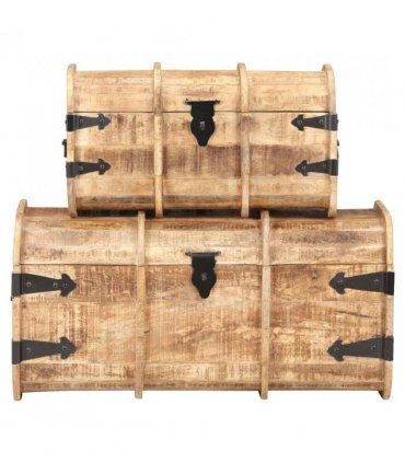 vidaXL Storage Chest | Natural wood | Solid Mango Wood | Medium | Storage Chest