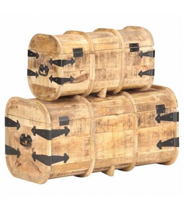 vidaXL Storage Chest | Natural wood | Solid Mango Wood | Medium | Storage Chest