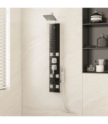 vidaXL Shower Panel Unit Glass 18x45.5x130 cm Black