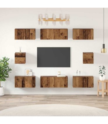 vidaXL TV Cabinet Set Wall-mounted 8 pcs Old Wood Engineered Wood