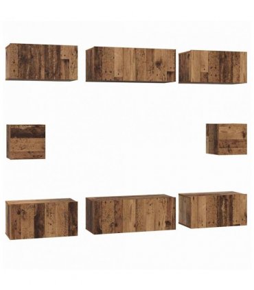 vidaXL TV Cabinet Set Wall-mounted 8 pcs Old Wood Engineered Wood