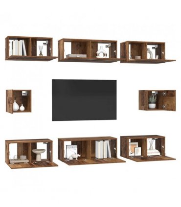 vidaXL TV Cabinet Set Wall-mounted 8 pcs Old Wood Engineered Wood