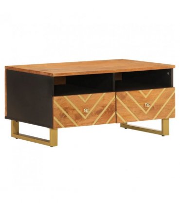 vidaXL Coffee Table Brown and Black 80x54x40 cm Solid Wood Mango