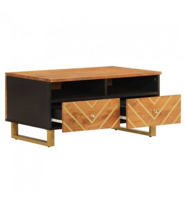 vidaXL Coffee Table Brown and Black 80x54x40 cm Solid Wood Mango