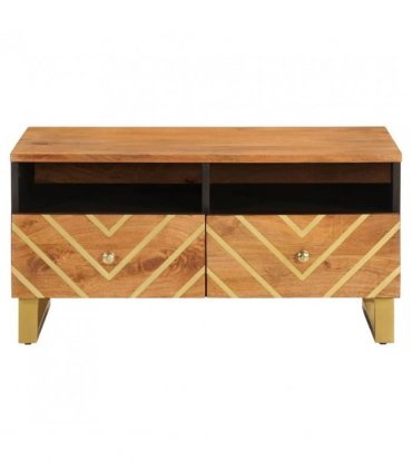 vidaXL Coffee Table Brown and Black 80x54x40 cm Solid Wood Mango