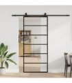 vidaXL Sliding Door with Hardware Set Black 90x205 cm ESG Glass