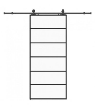 vidaXL Sliding Door with Hardware Set Black 90x205 cm ESG Glass