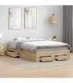 vidaXL Bed Frame with Drawer Brown 140 x 200 cm Engineered Wood