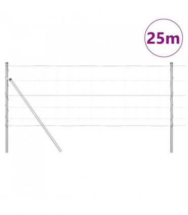 vidaXL Ground Fix Welded Wire Fence 25 x 0.8 m Galvanised Steel Silver