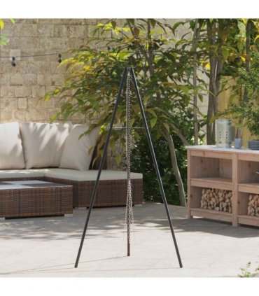 vidaXL Campfire Tripod Black 92 x 92 x 151.5 cm Steel