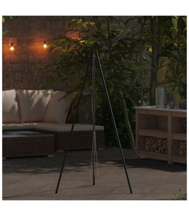 vidaXL Campfire Tripod Black 92 x 92 x 151.5 cm Steel