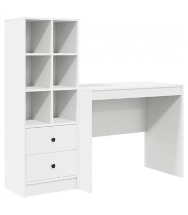 vidaXL Desk with Drawer with Shelf with Storage 2 pcs White