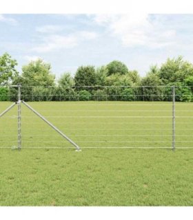 vidaXL Welded Wire Fence with Spikes 25 x 1 m Galvanised Steel Silver