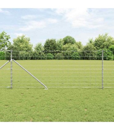vidaXL Welded Wire Fence with Spikes 25 x 1 m Galvanised Steel Silver